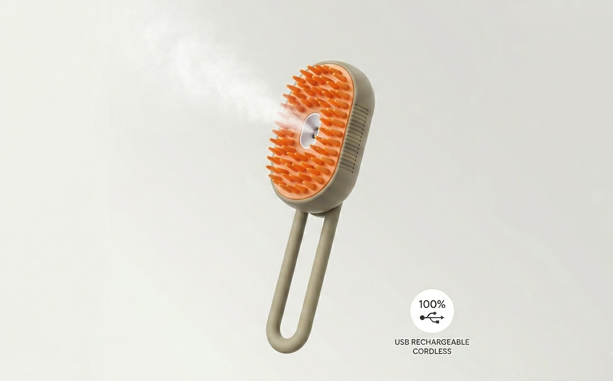 AuraMist™ 3-in-1 Pet Steam Brush.