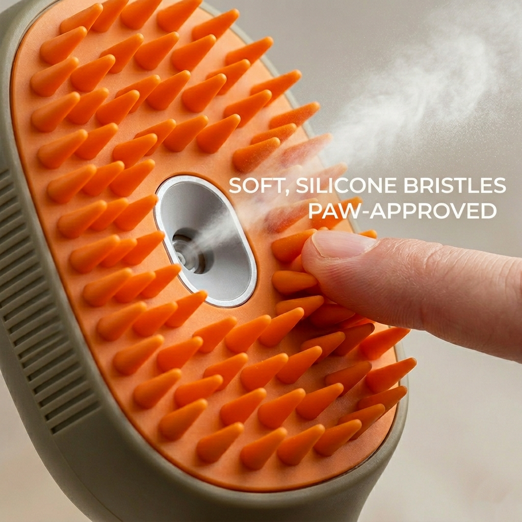 AuraMist™ 3-in-1 Pet Steam Brush.